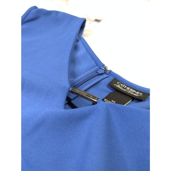 Catherines Black Label Size 4X Womens Blue Sleeveless Stretch Midi Dress New - Picture 5 of 13